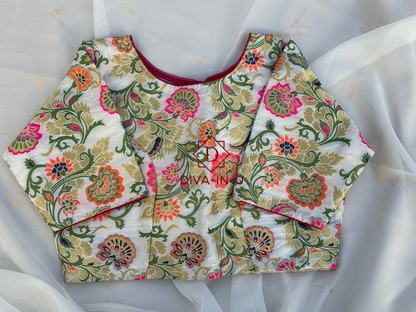 White Banarasi brocade blouse