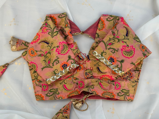 Peach Banarasi brocade brocade Designer Blouse