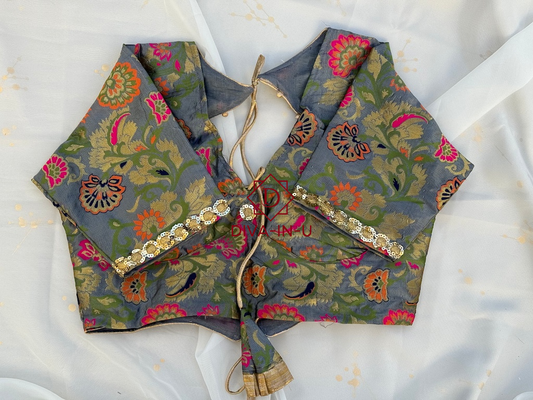 Grey Banarasi Brocade Blouse