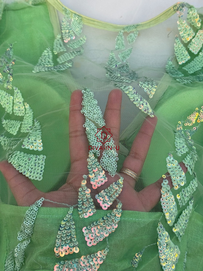 Radiant Glow: The Fluorescent Green Shimmer Blouse