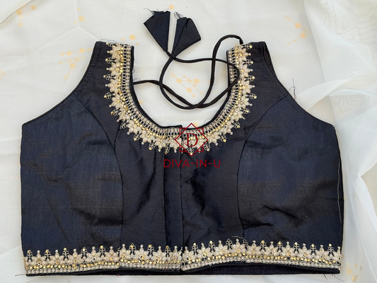 Black Blouse with Gold Threadwork