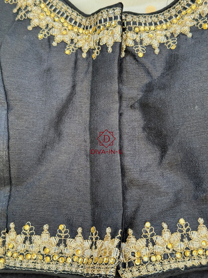 Black Blouse with Gold Threadwork