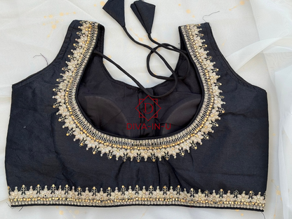 Forest Green Blouse with Gold Threadwork