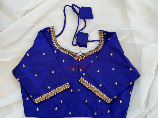 Royal Blue AARI/Maggam work blouse