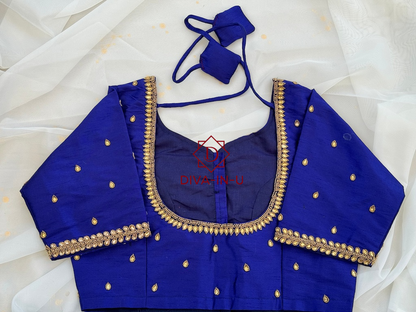 Royal Blue AARI/Maggam work blouse