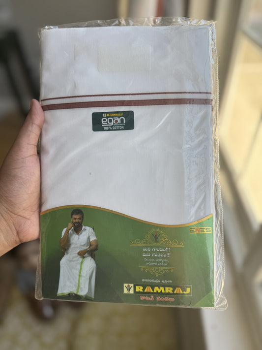 Maroon Border Cotton Dhoti