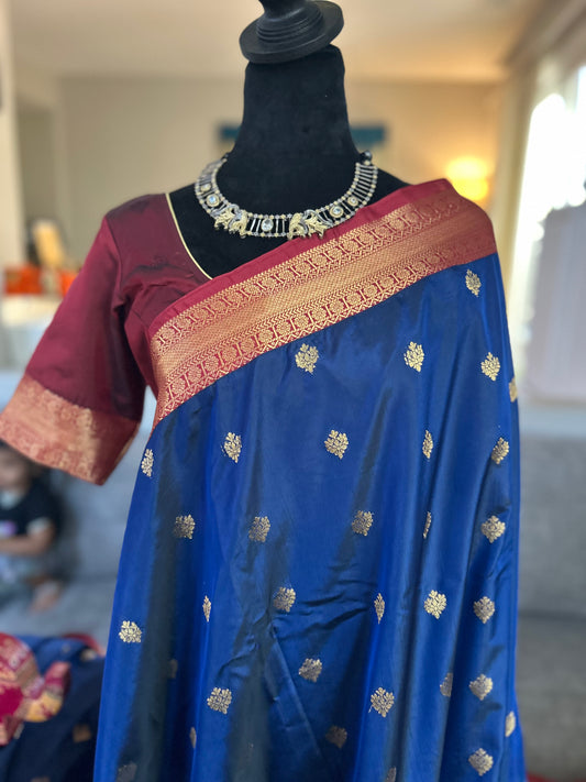 Soft Gadwal Saree with stitched blouse.