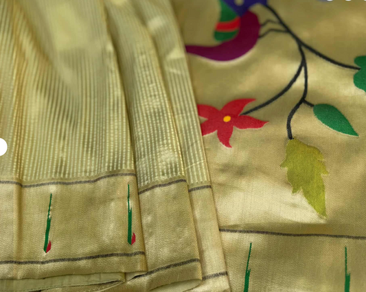 Banarasi Saree with Muniya Border and Paitani Pallu (Pre-Stitched Saree)