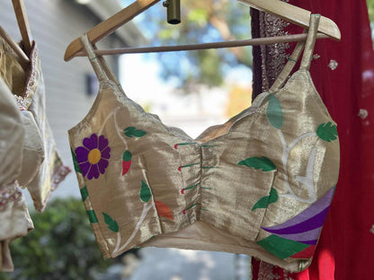 Offwhite Paitani Lehanga with stitched Designer Blouses and Dupatta