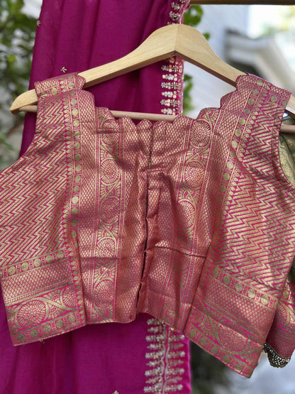 Parrot Green Lehanga with Red Dupatta
