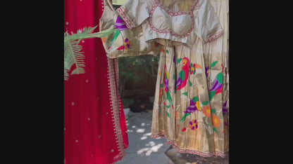 Offwhite Paitani Lehanga with stitched Designer Blouses and Dupatta