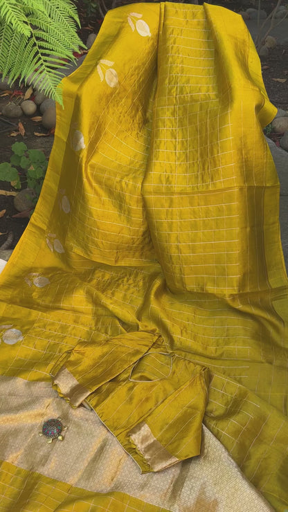 Raw Mango Handloom Saree in Mustard