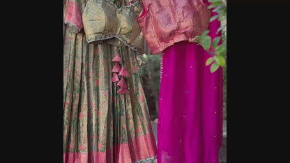 Parrot Green Lehanga with Red Dupatta