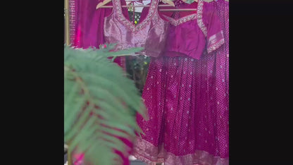 Magenta Banarasi Lehanga with designer Blouse